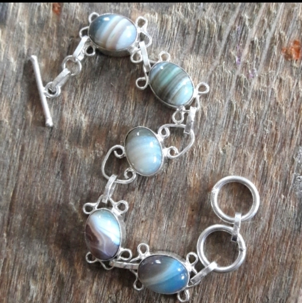 Sterling Silver Agate Bracelet